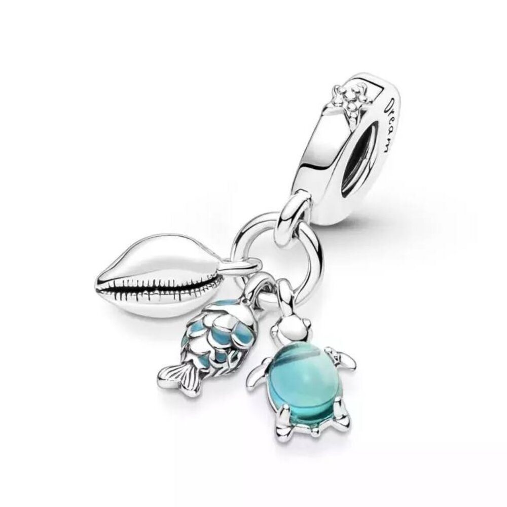Pandora Charm Fish Turtle & Shell Beach Fun Travel Vocation Back to School Sale